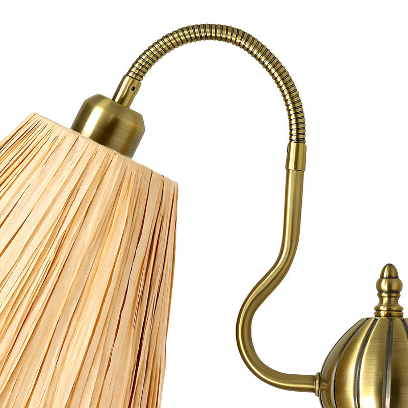 66'' Twin Arm Gooseneck Floor Lamp with Natural Raffia-Inspired Shades -  BigGreenBear.com Lighting 89.98 USD Big Green Bear