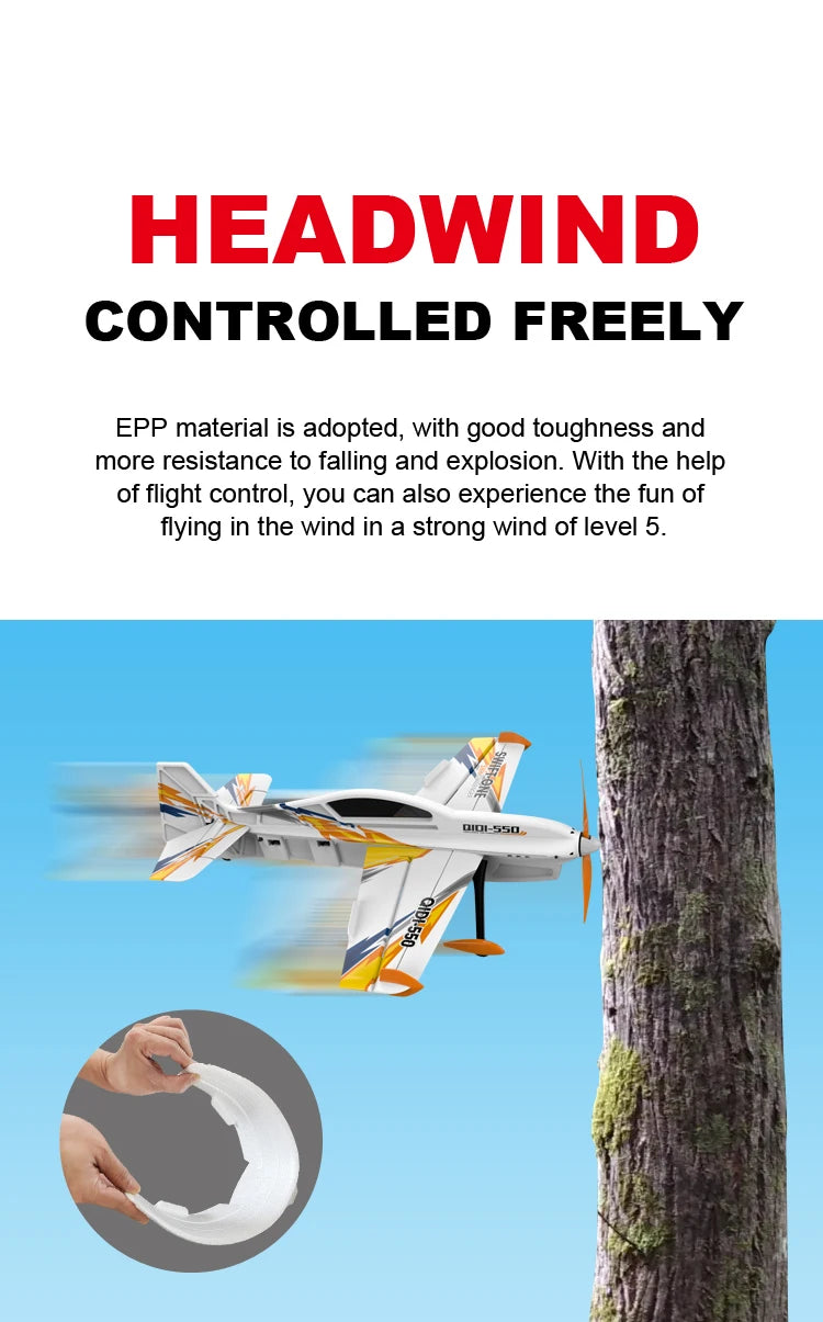 QIDI-550 3D RC Airplane One-Key Hanging Stunt Fixed Wing with Wind Resistant Flight Control