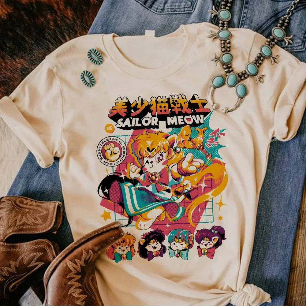 Women's Anime Fandom Sailor Cat T-shirt!