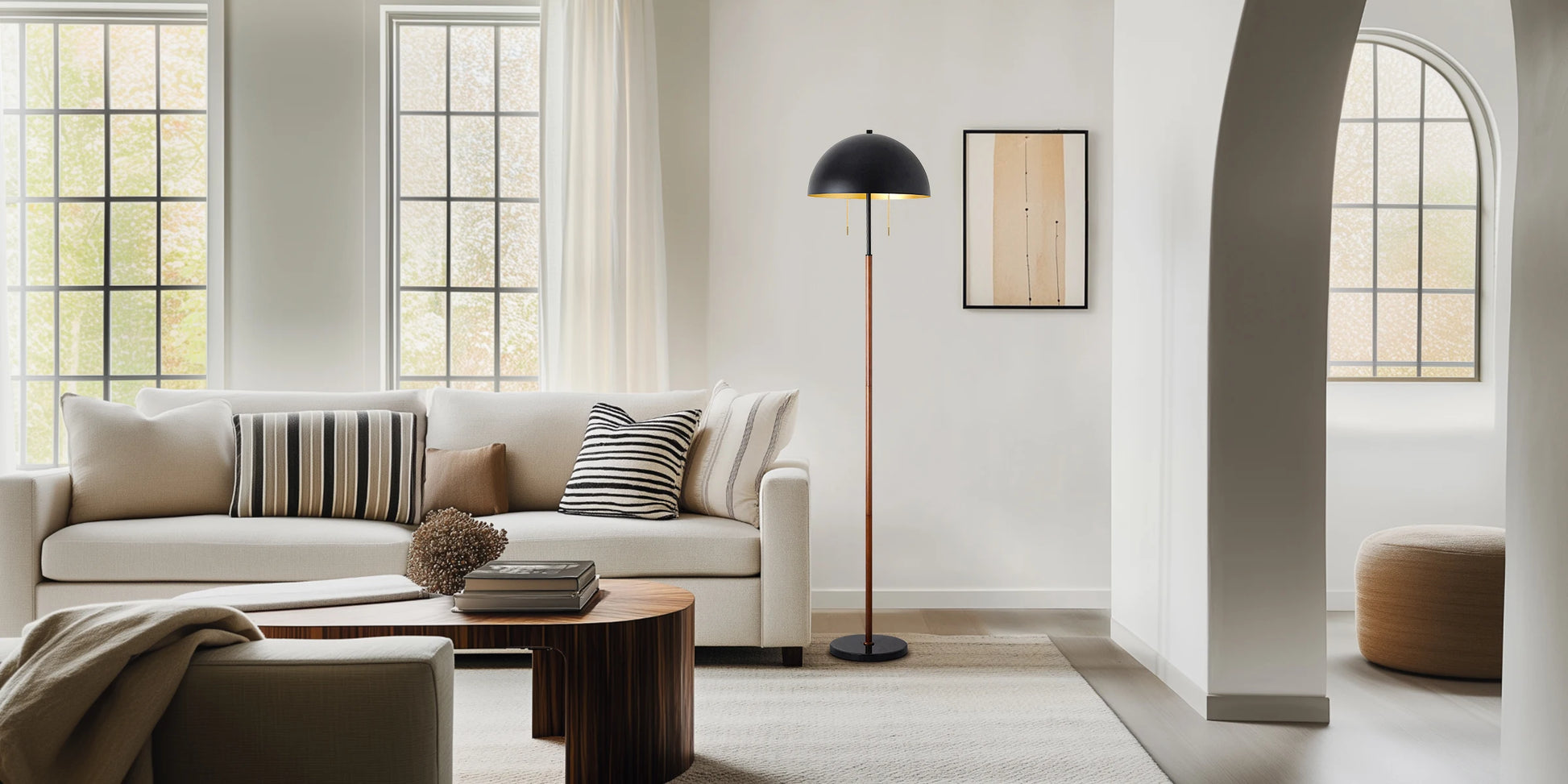 68" Tall 2-Light Metal Mushroom Dome Floor Lamp with Marble Base -  BigGreenBear.com Lighting 69.99 USD Big Green Bear