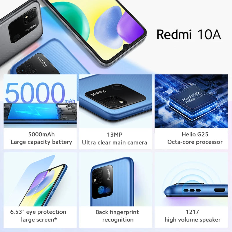 Xiaomi Redmi 10A Global 64GB/128GB Smartphone Unlocked 5000mAh 6.53" Big Screen -  BigGreenBear.com cell phone 79.99