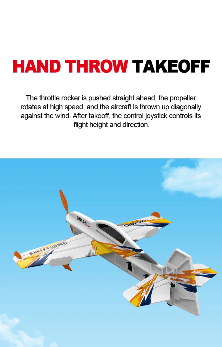 QIDI-550 3D RC Airplane One-Key Hanging Stunt Fixed Wing with Wind Resistant Flight Control