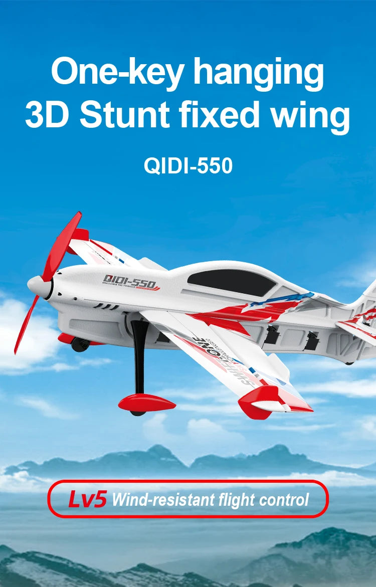 QIDI-550 3D RC Airplane One-Key Hanging Stunt Fixed Wing with Wind Resistant Flight Control