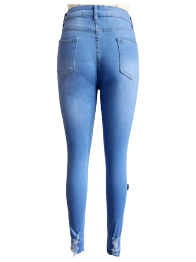 Women's Pocket Ripped Pants High Street Fashion Casual Autumn Solid Color Personalized jeans -  BigGreenBear.com clothing 17.89 USD Big Green Bear