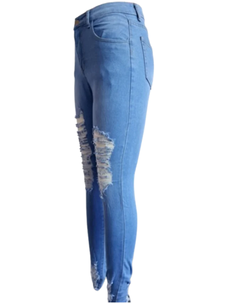 Women's Pocket Ripped Pants High Street Fashion Casual Autumn Solid Color Personalized jeans -  BigGreenBear.com clothing 17.89 USD Big Green Bear