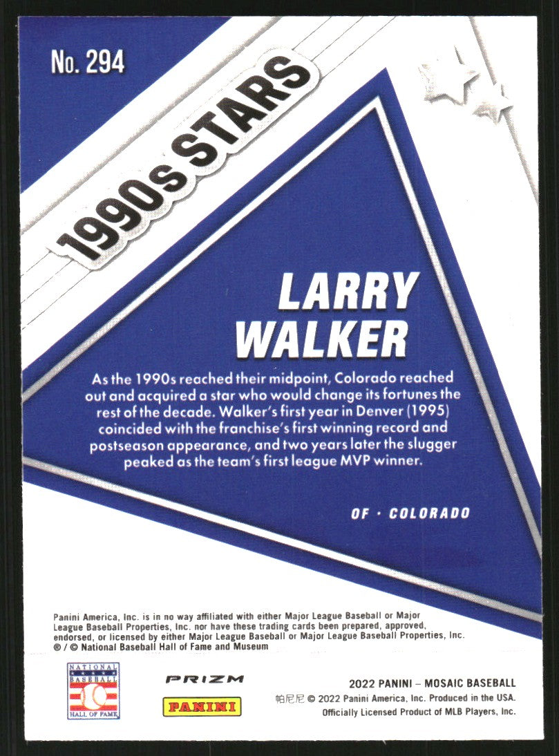 2022 Panini Mosaic Mosaic Reactive Orange #294 Larry Walker