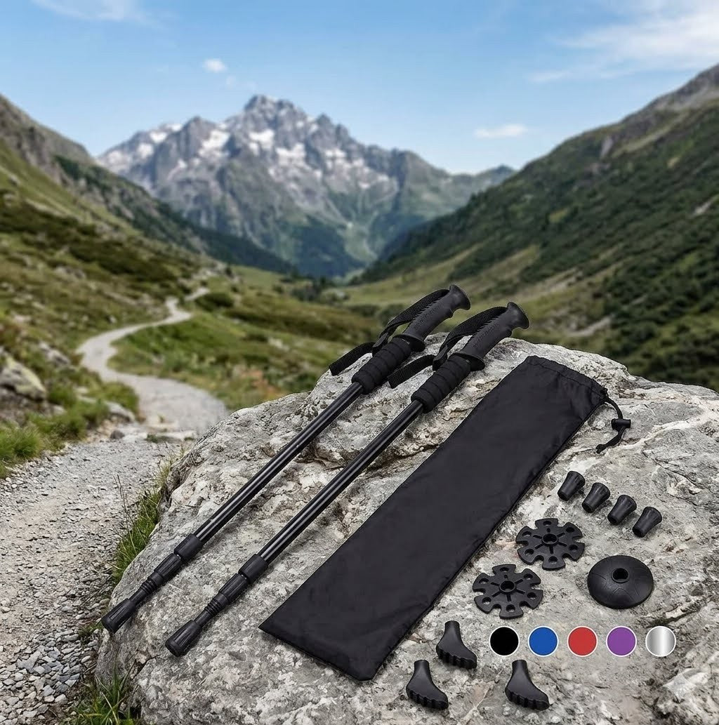 Collapsible Anti-Shock Hiking Trekking Poles 2-Pack