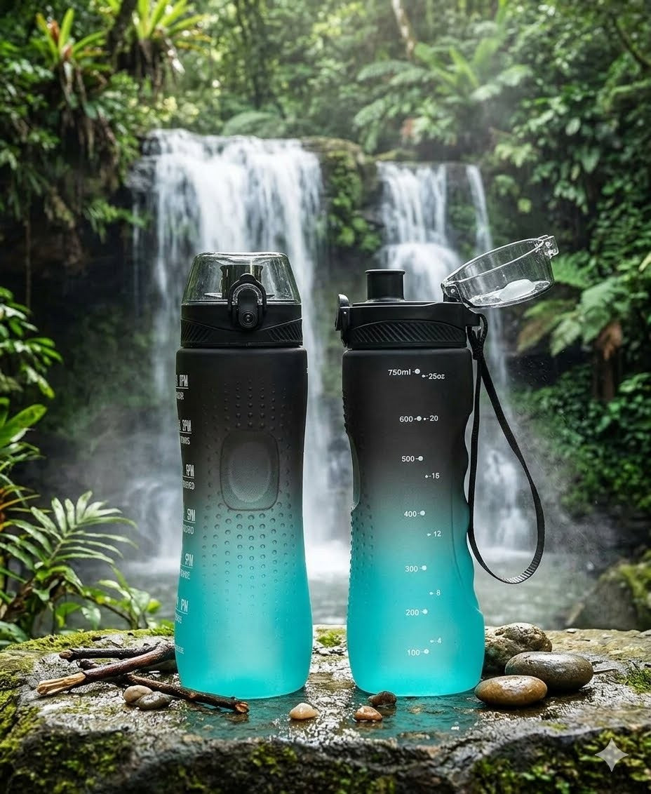 25oz Leakproof Sports Water Bottle with Time Marker
