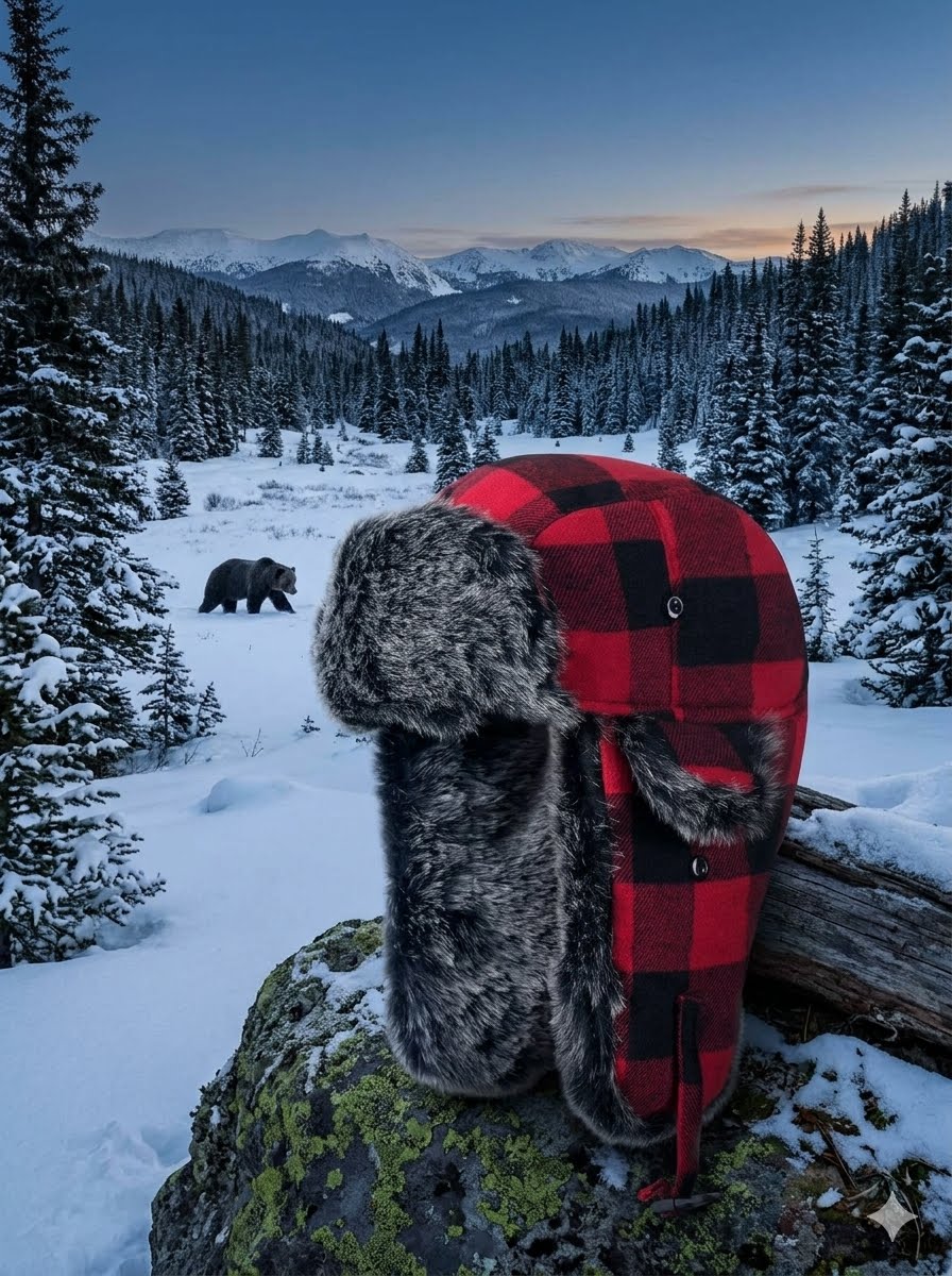 Red Trapper Hat with Faux Fur Ear Flaps for Men