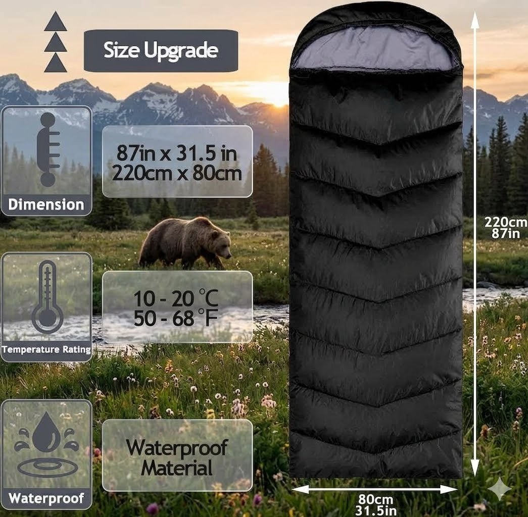 XL 4-Season Waterproof Sleeping Bag for Adults & Kids – Big Green Bear
