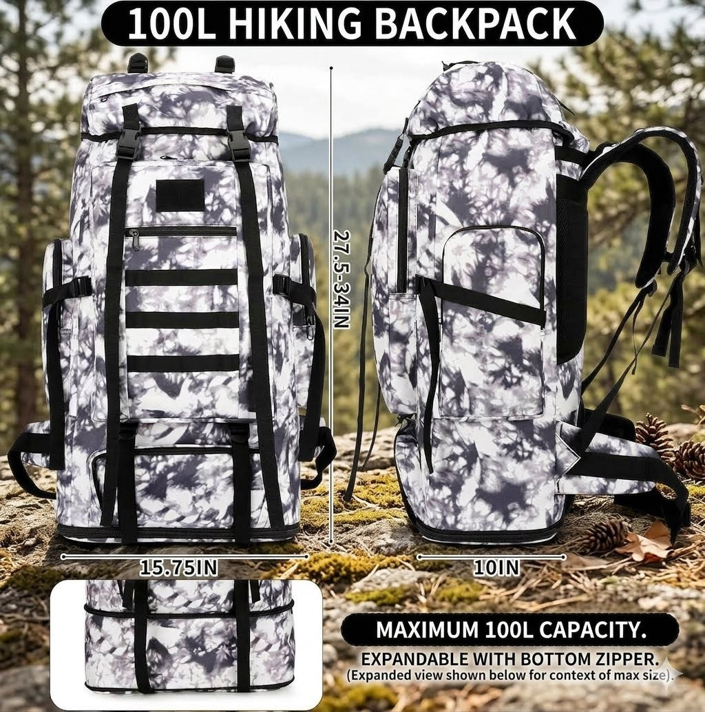 100L Hiking backpacks Big green bear