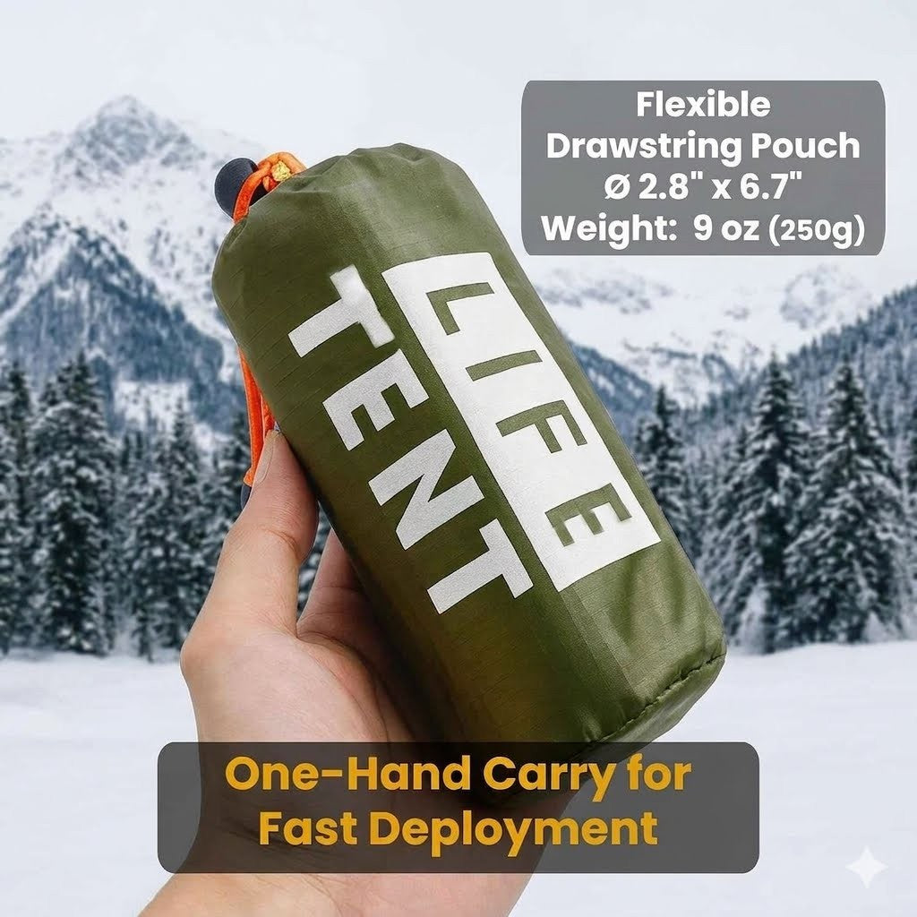 Army Green Emergency Survival Tube Tent & Whistle