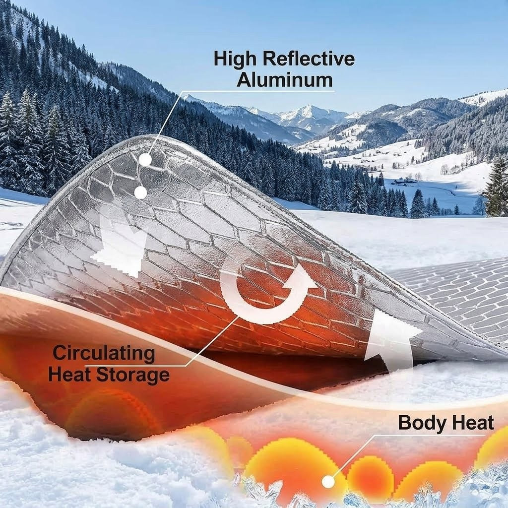 Diagram of a solar panel with labeled parts in a snowy mountain landscape.