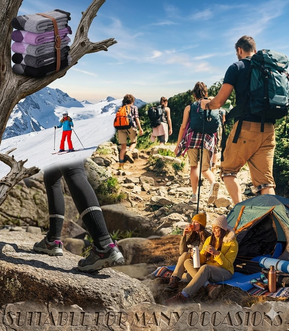 Group of people hiking in a mountainous area with camping gear.