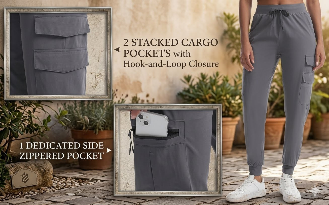 Women's Hiking Pants with Pockets Lightweight Water Resistant Quick Dry Cargo Pants for Casual Travel Camping