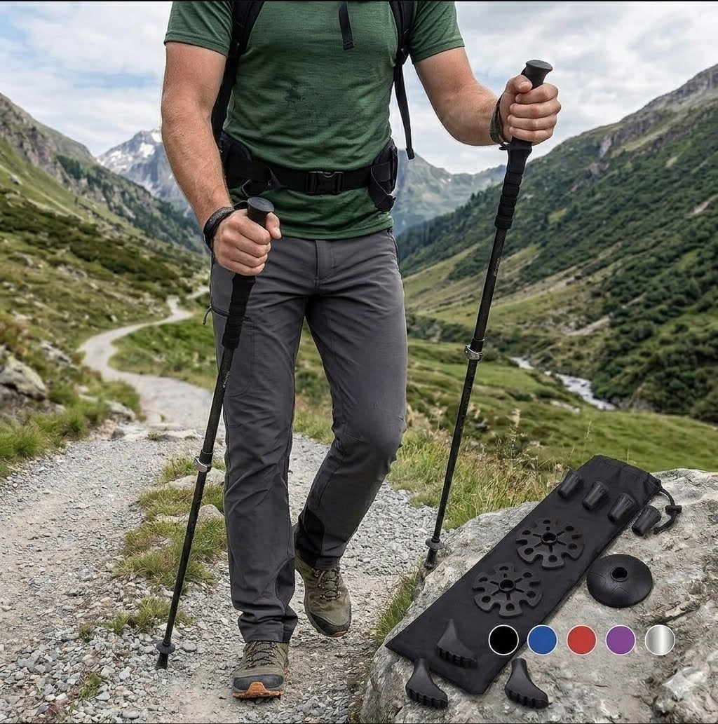 Collapsible Anti-Shock Hiking Trekking Poles 2-Pack