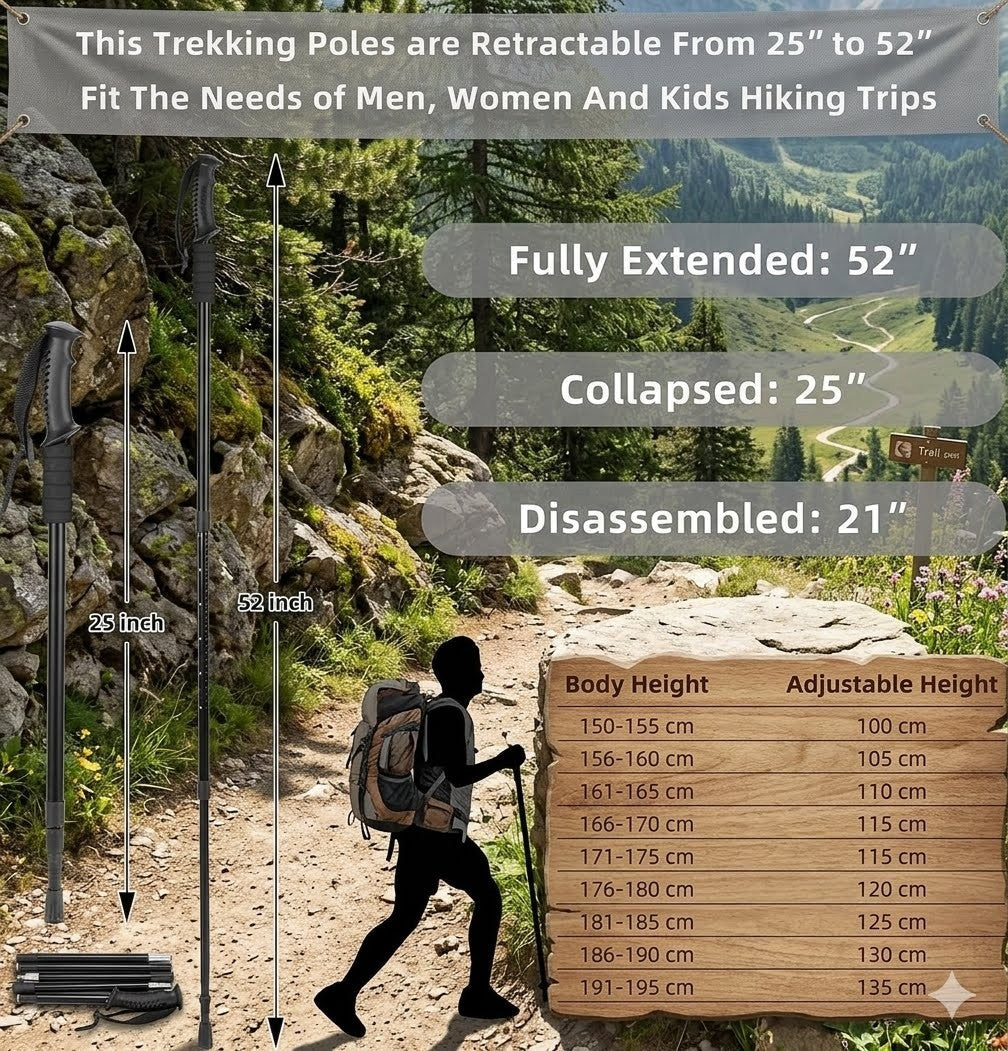 Collapsible Anti-Shock Hiking Trekking Poles 2-Pack