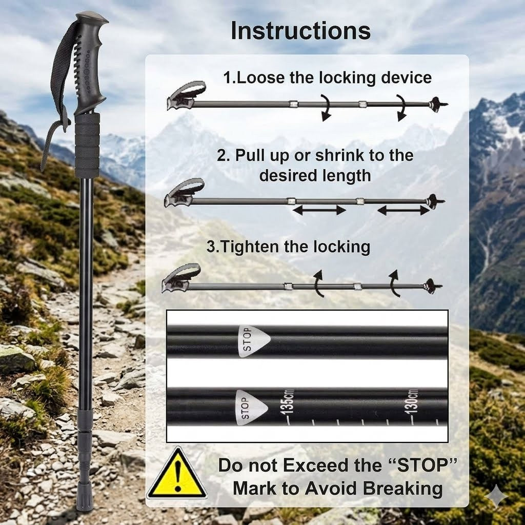 Collapsible Anti-Shock Hiking Trekking Poles 2-Pack