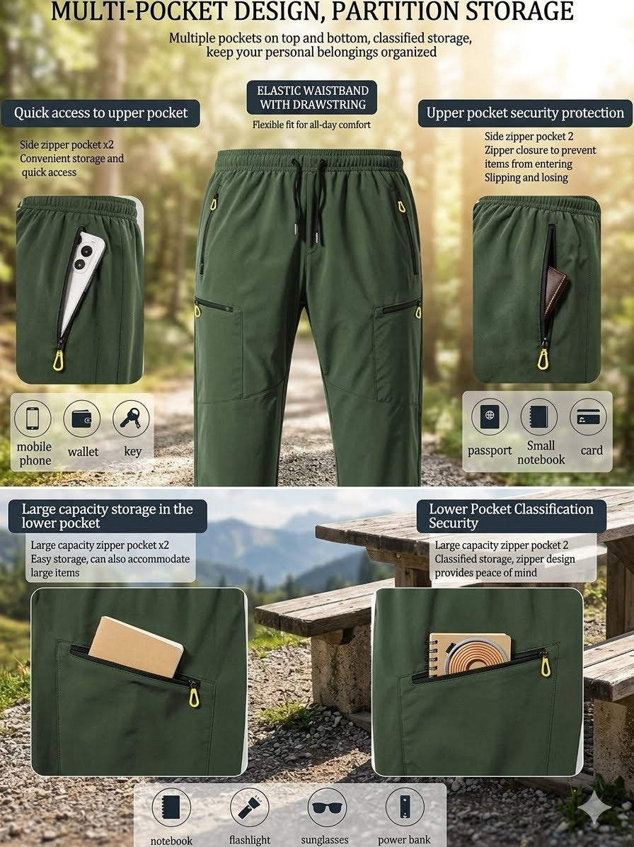Men's Tactical Lightweight Multi Pocket Hiking Pants – Big Green Bear