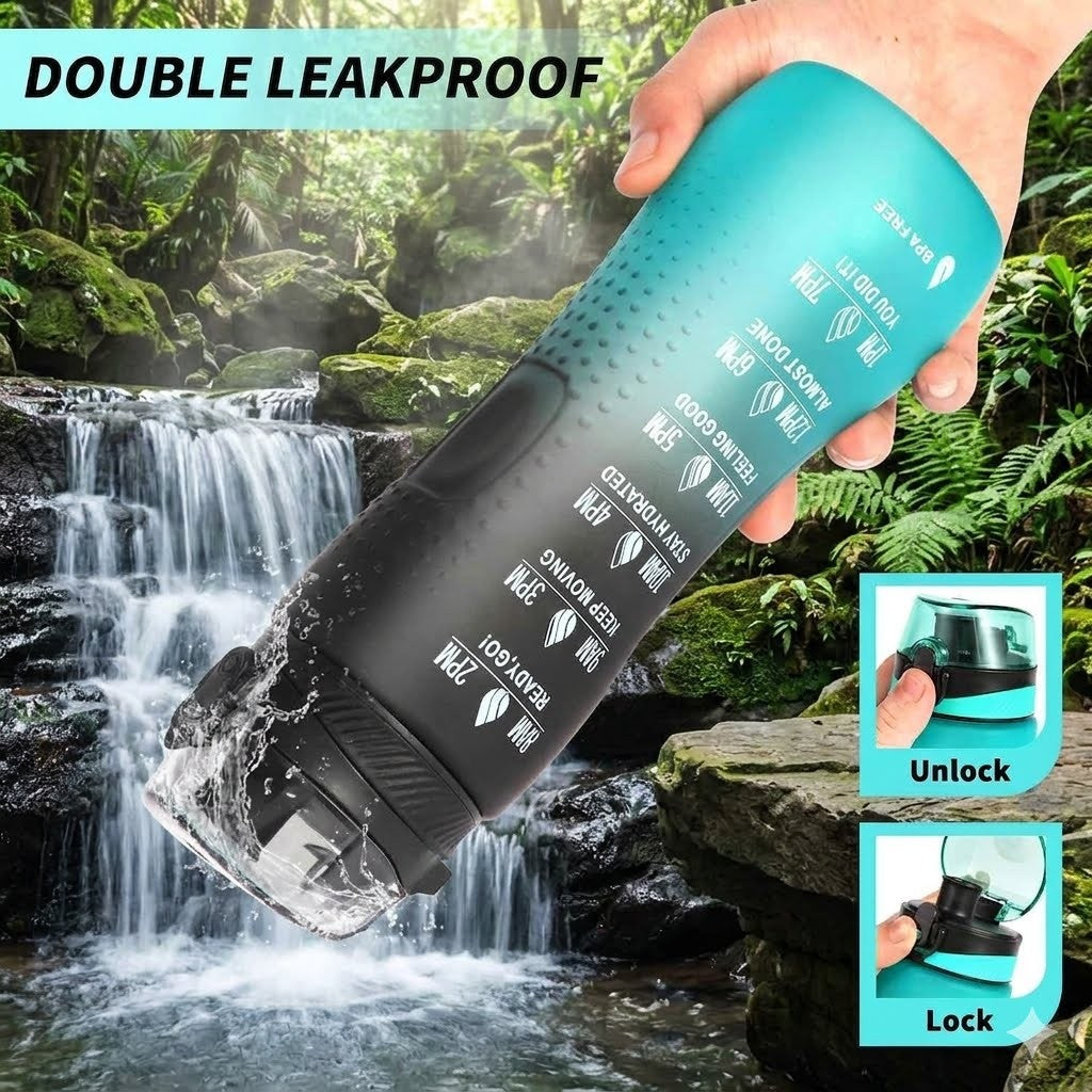25oz Leakproof Sports Water Bottle with Time Marker