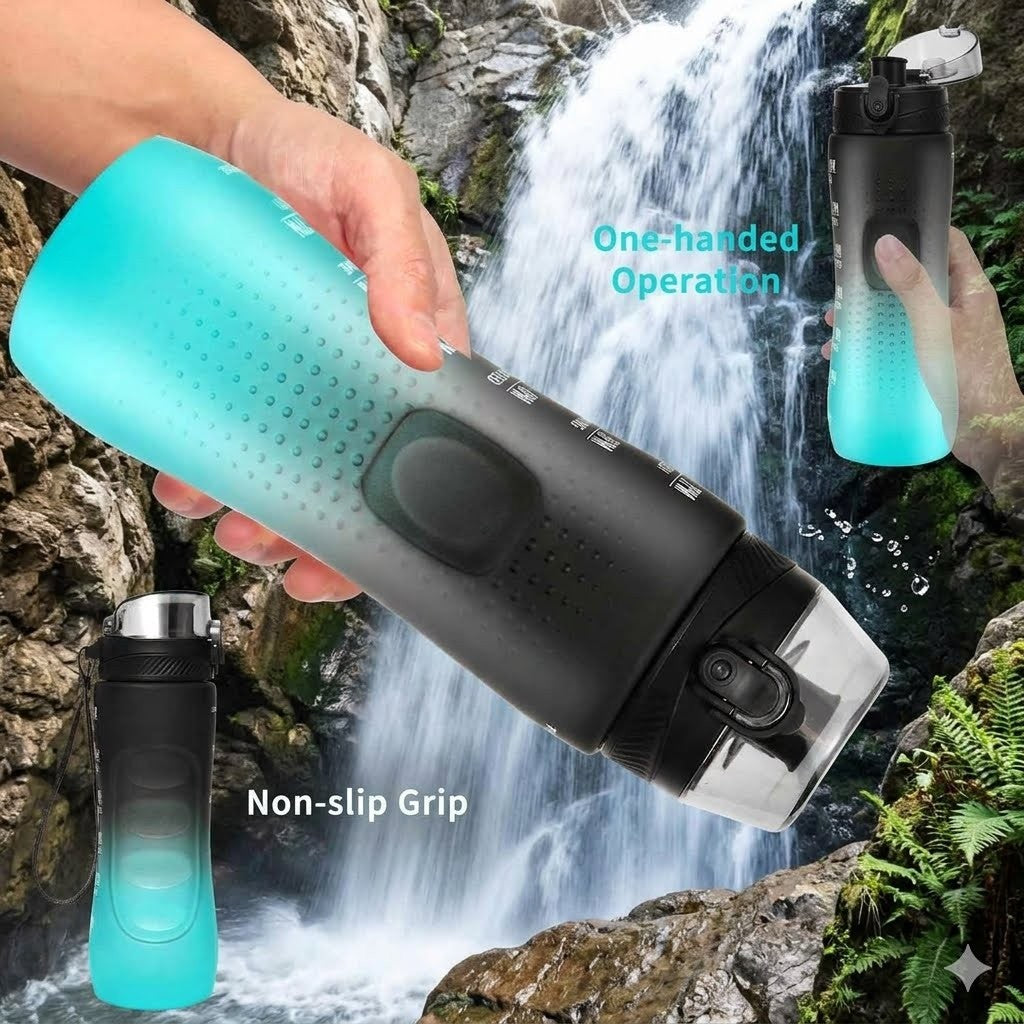 25oz Leakproof Sports Water Bottle with Time Marker