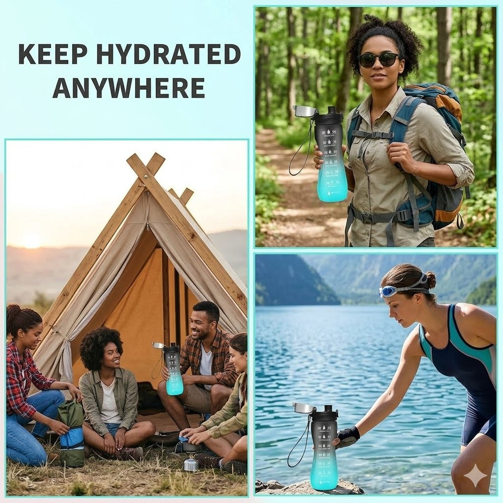 25oz Leakproof Sports Water Bottle with Time Marker
