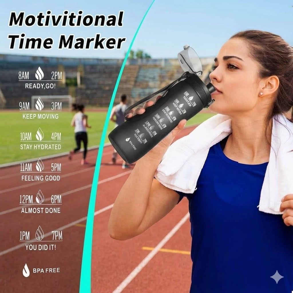 25oz Leakproof Sports Water Bottle with Time Marker