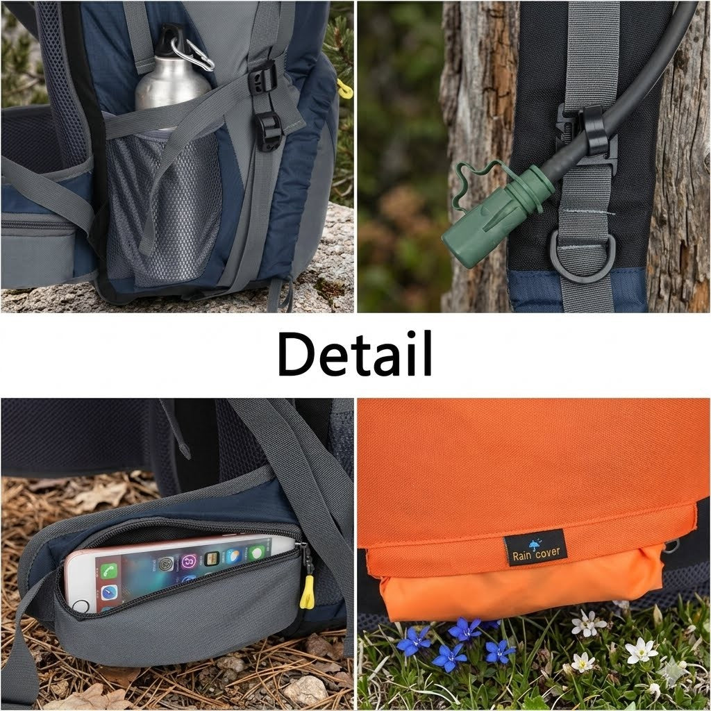 50L Waterproof Hiking Backpack with Rain Cover