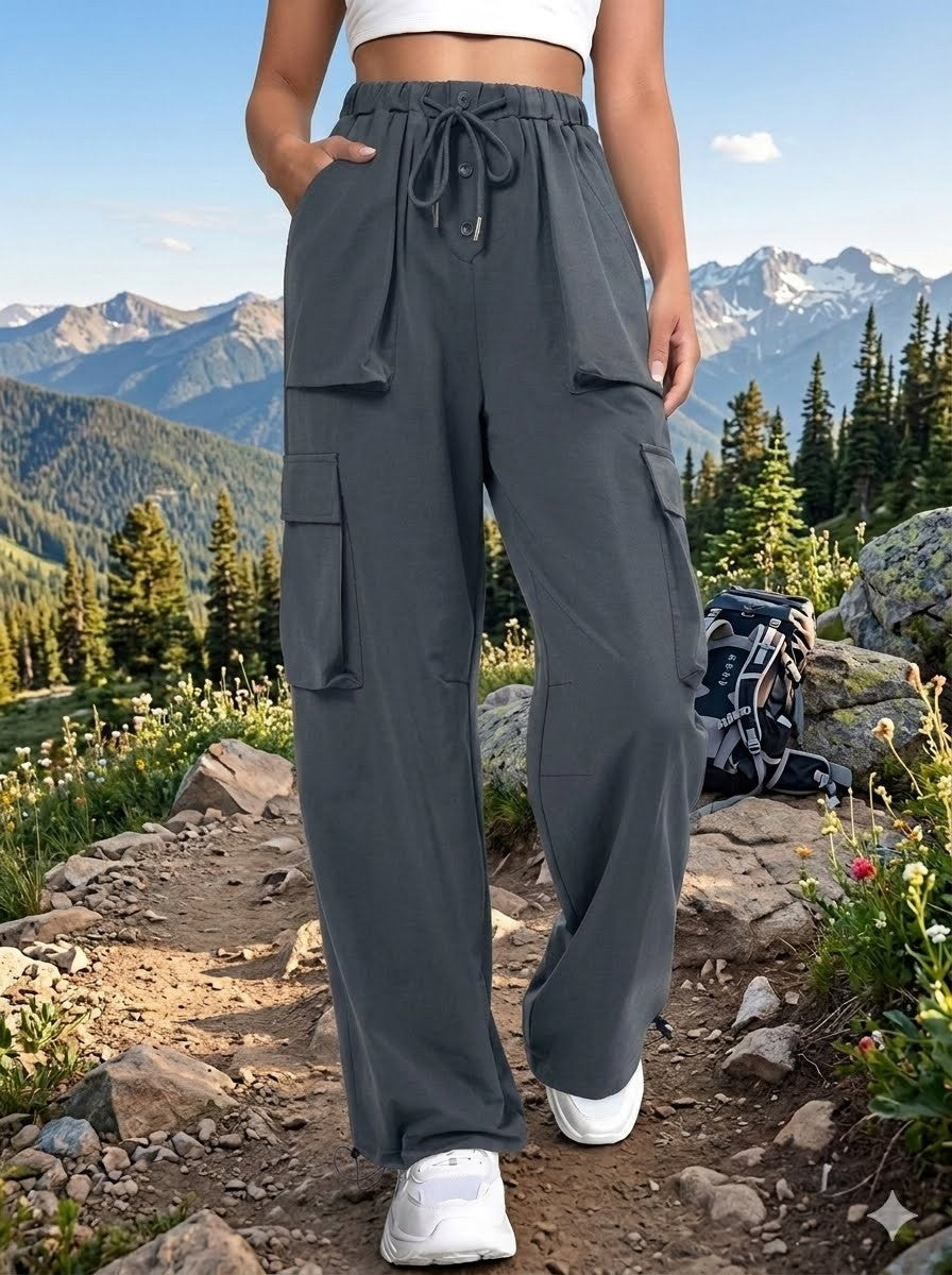  Parachute Cargo Pants for Women, Baggy Hiking Joggers with Pockets