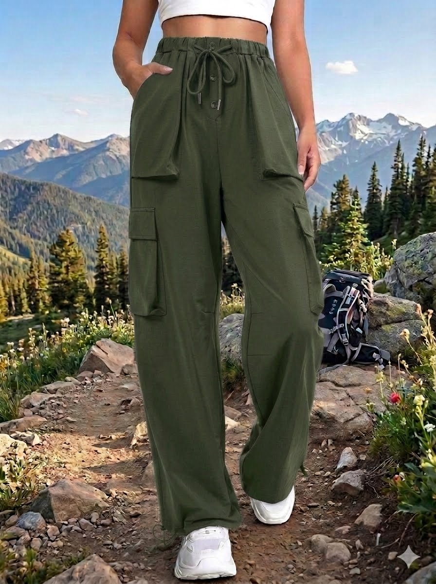  Parachute Cargo Pants for Women, Baggy Hiking Joggers with Pockets