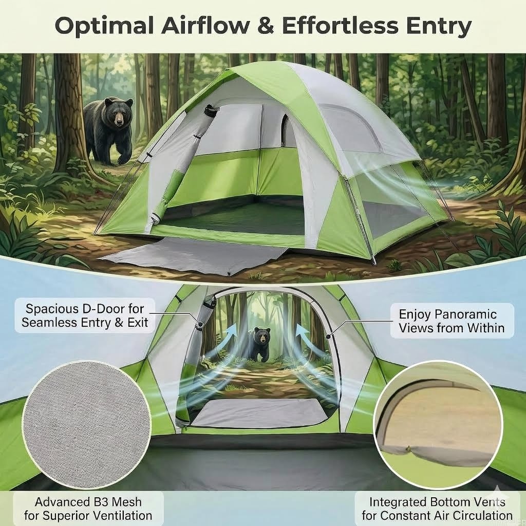 XL Camping Tents 4/6 Person Waterproof Double Layer Dome