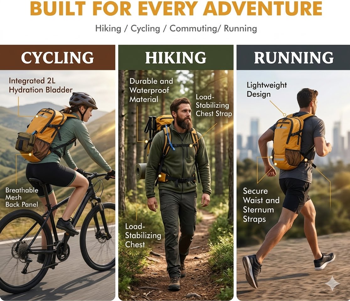 20L Hiking Hydration Backpack with 3L Bladder