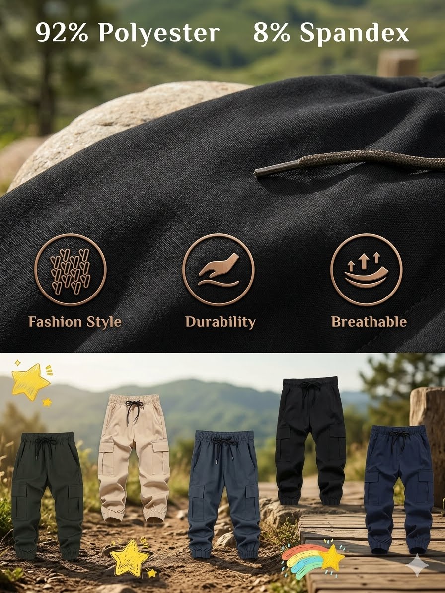 Toddler Boy Pants Joggers Sweatpants for Baby Boys Soft Casual Cargo Pants with Drawstring