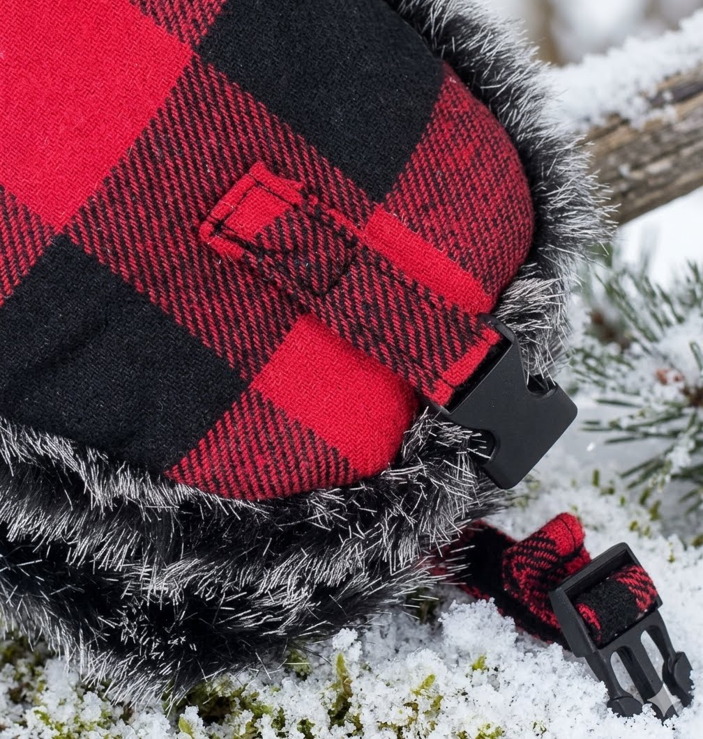 Red Trapper Hat with Faux Fur Ear Flaps for Men