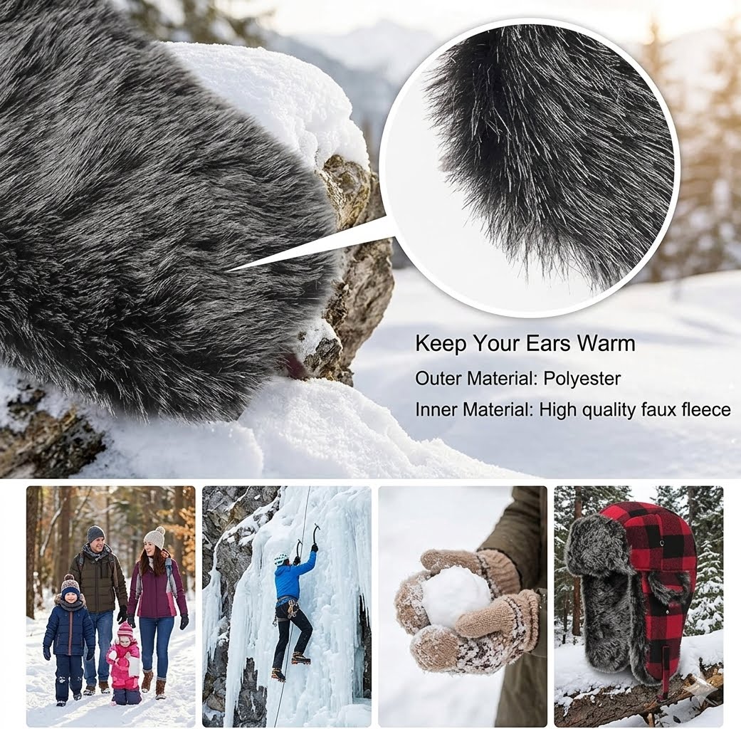 Red Trapper Hat with Faux Fur Ear Flaps for Men