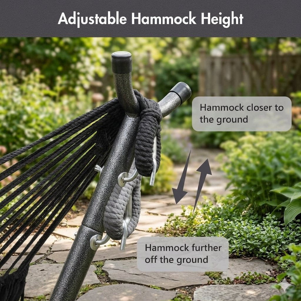 Heavy-Duty Black Steel 10ft Hammock Stand