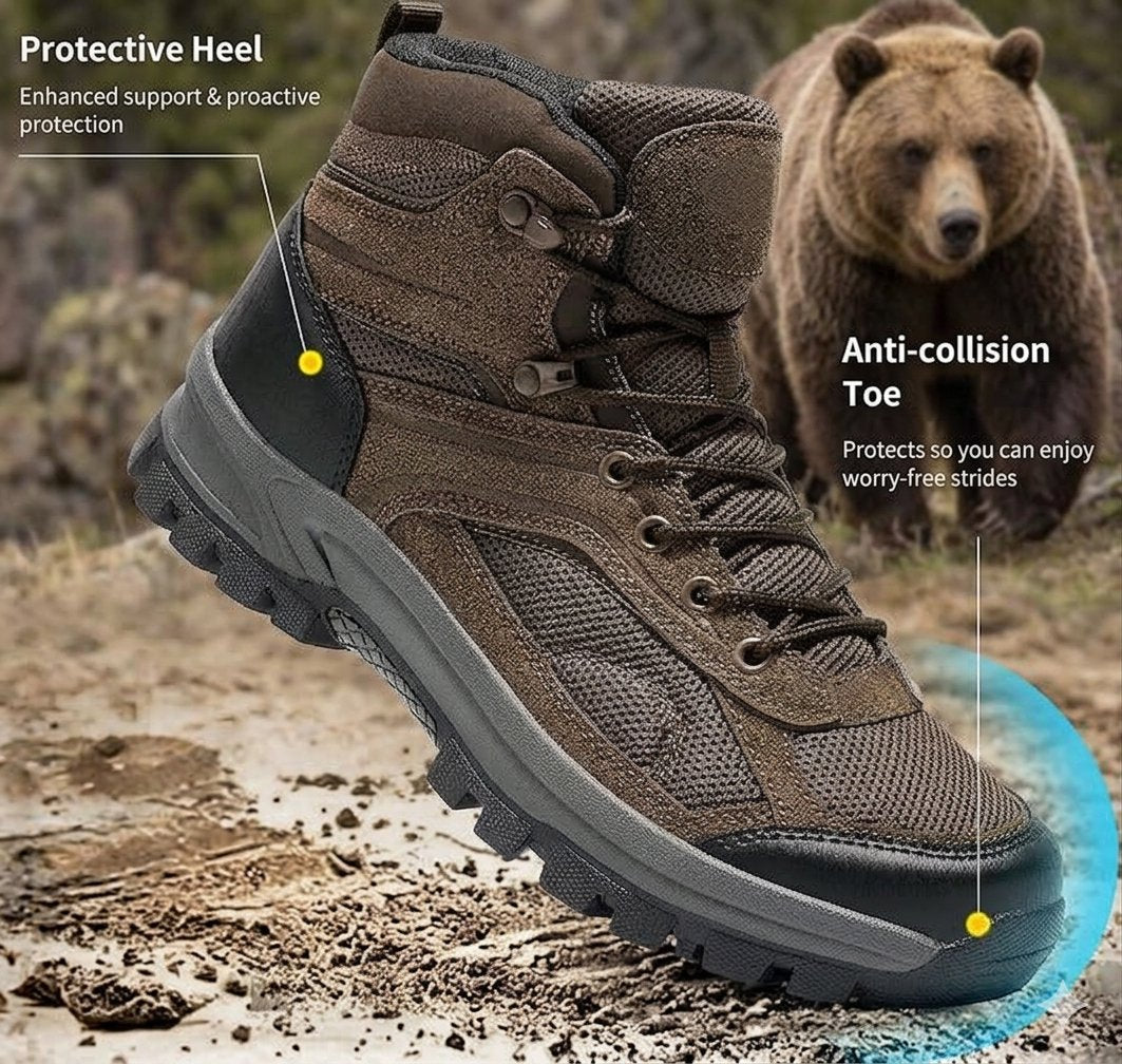 Mens Hiking Boots Comfortable: Breathable & Lightweight Work Boots - Anti Slip Outdoor Shoes for Trekking Walking
