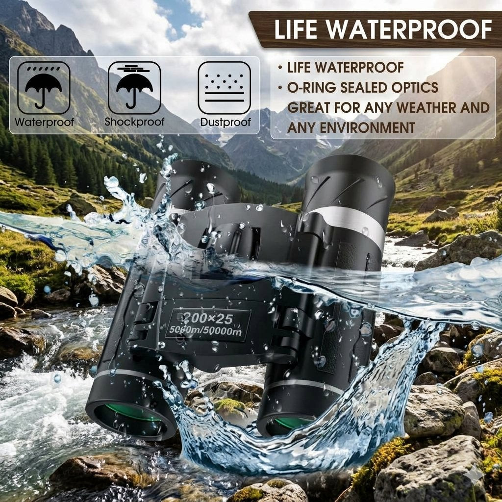 200x25 Compact Binoculars for Adults and Kids, High Powered Mini Pocket Binoculars, Waterproof Small Binocular for Bird Watching, Hunting, Concert, Theater, Opera, Traveling, Sightseeing