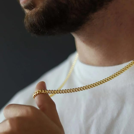 NEW! Cuban Link Chain for Men Stainless Steel Gold Chain Necklace -  BigGreenBear.com jewelry 22.00 USD Big Green Bear