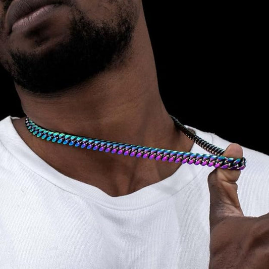 Miami Cuban Thick Link Chain for Men Stainless Steel Curb Necklace 22" -  BigGreenBear.com jewelry 49.99 USD Big Green Bear