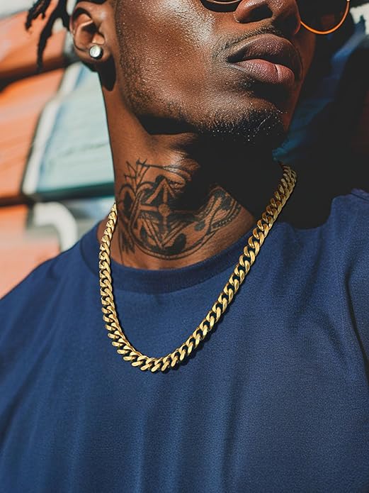 Stainless Steel Gold Cuban Link Chain for Men Miami Cuban Chain Necklace -  BigGreenBear.com jewelry 29.99 USD Big Green Bear