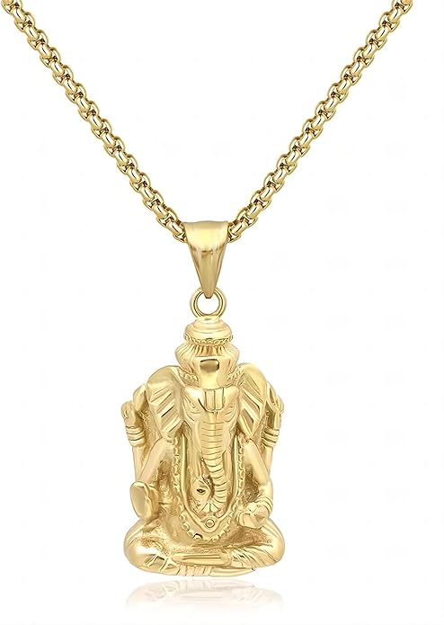 Stainless Steel Ganesha Necklace the Hindu God of Success, Fortune and Wisdom -  BigGreenBear.com jewelry 24.35 USD Big Green Bear