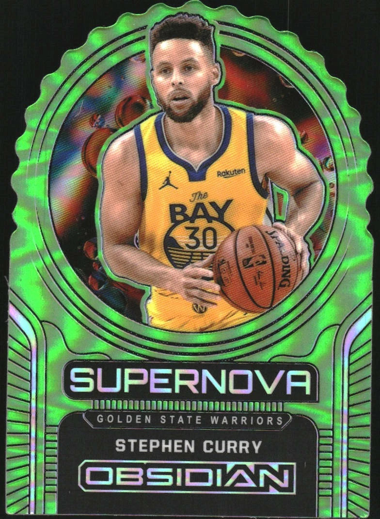 2020-21 Panini Obsidian Supernova Electric Etch Green Flood #4 Stephen Curry