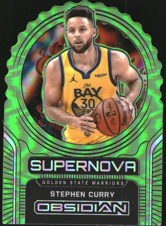 2020-21 Panini Obsidian Supernova Electric Etch Green Flood #4 Stephen Curry