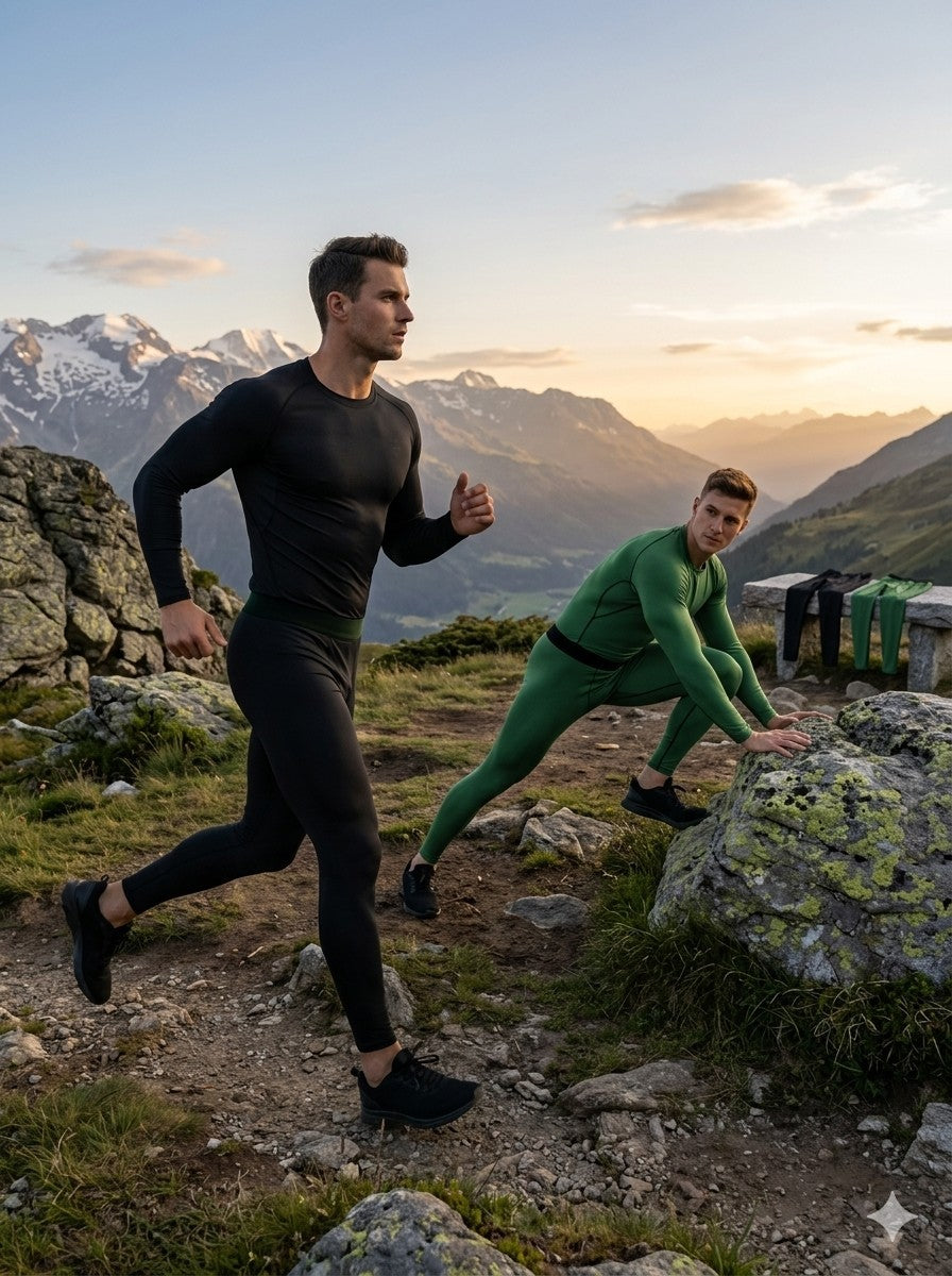 Men outsde wearing baselayers