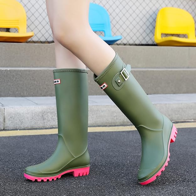 Rain Boots for Women, Waterproof Knee-high Rubber Boots, Comfortable -  BigGreenBear.com clothing 46.00 USD Big Green Bear