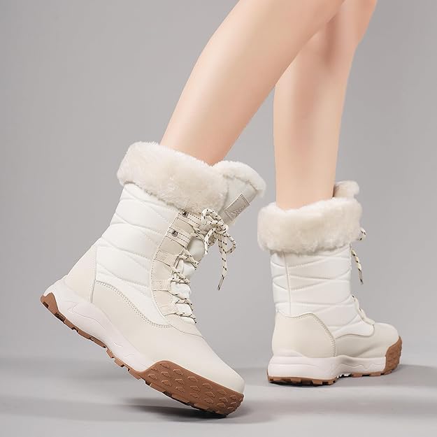 Womens Snow Boots with Insulated Sole, Lightweight Warm Cozy Winter Booties -  BigGreenBear.com boots 69.00 USD Big Green Bear