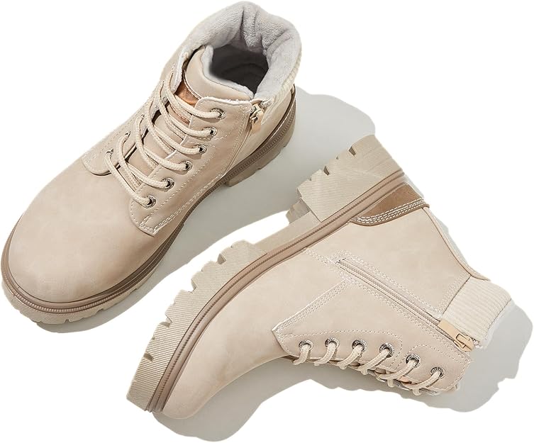 Womens Snow Boots Waterproof Fur Winter Boots Khaki -  BigGreenBear.com boots 49.99 USD Big Green Bear