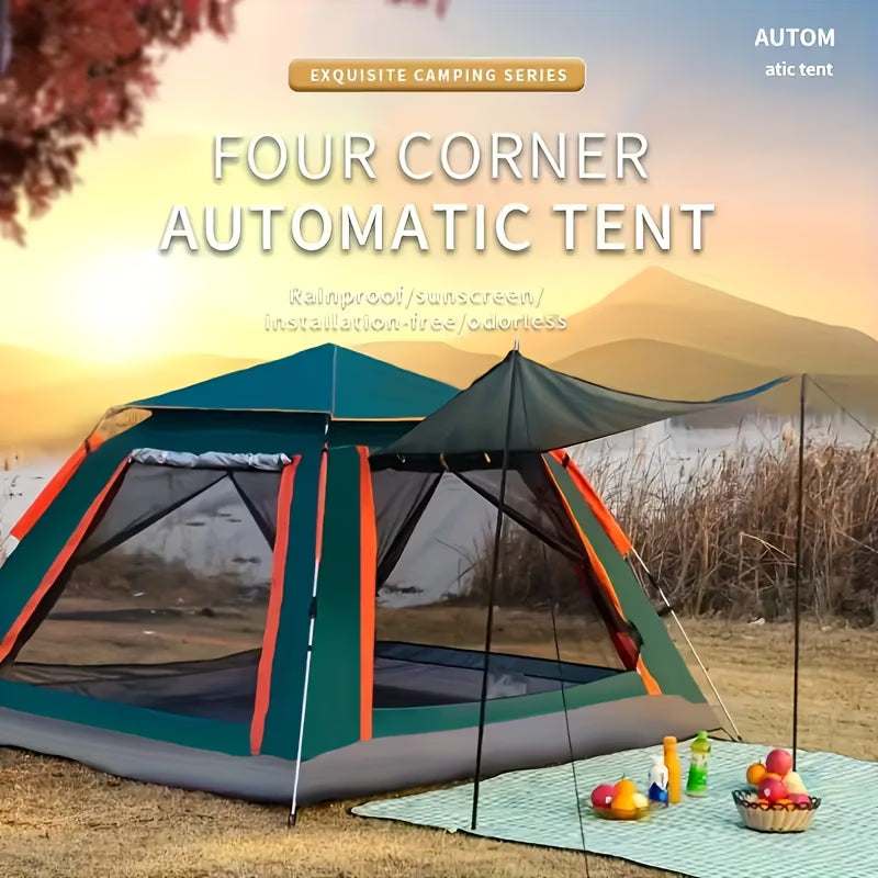 Four Corner Automatic Tent with scenic background