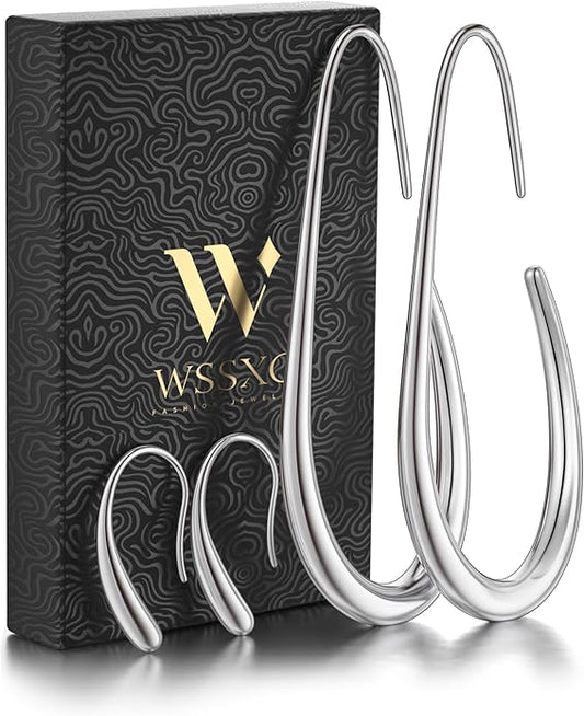 2Pairs Lightweight Teardrop Hoop Earrings for Women